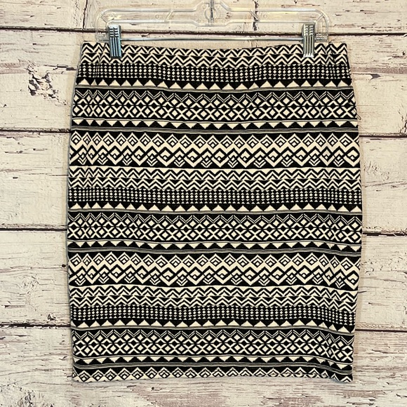 JOE B (by Joe Benbasset) Skirt Stretch Knit Midi Black/White Pattern-XL - Picture 2 of 2